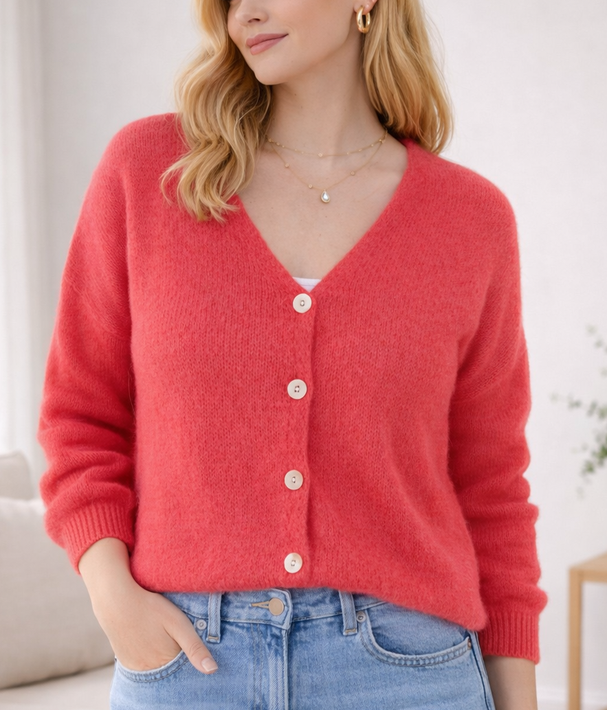 Gilet Tendresse - maille rouge