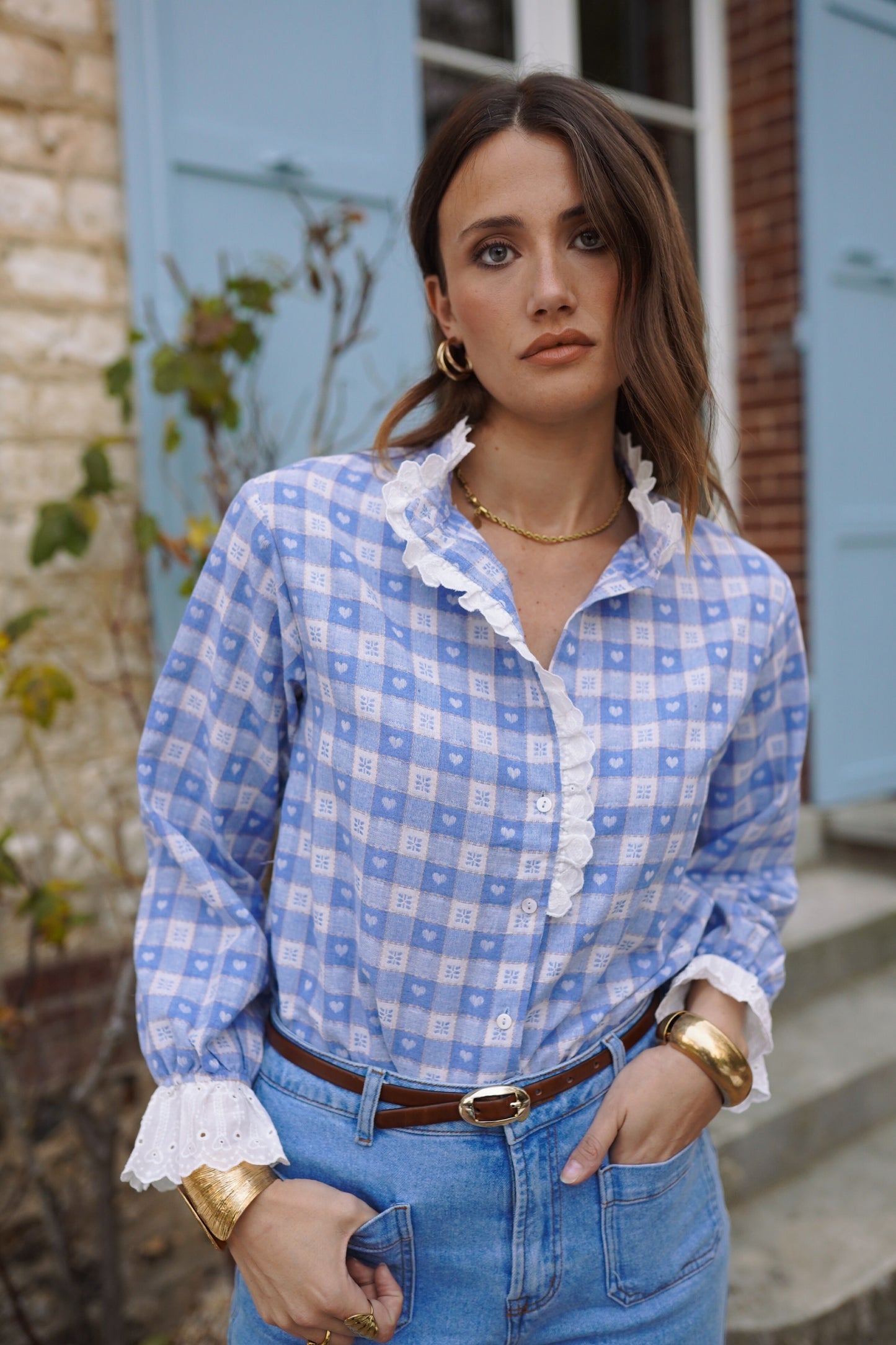 Chemise Honorine - vichy bleu