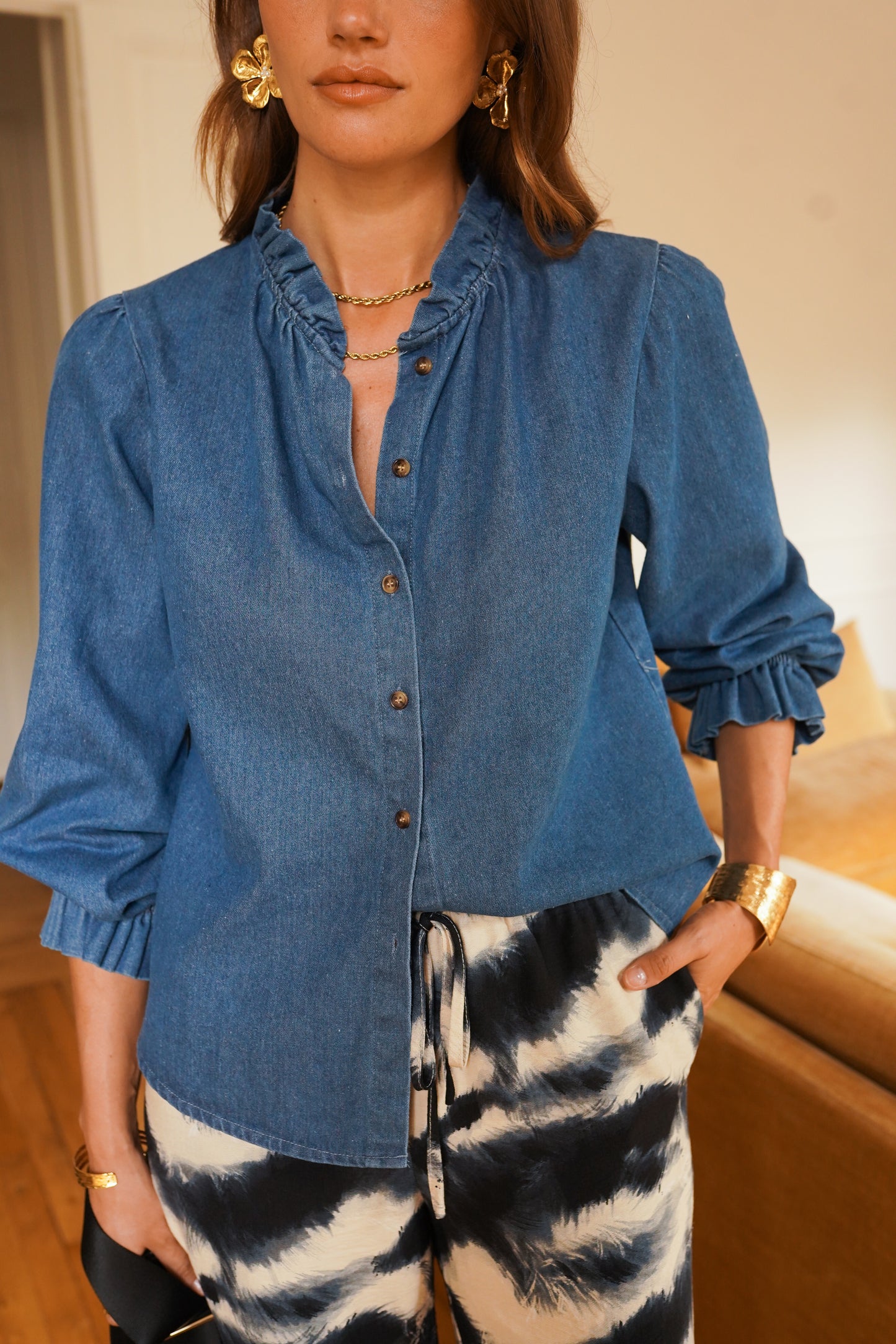 Chemise Gabrielle - Jean détails fronces