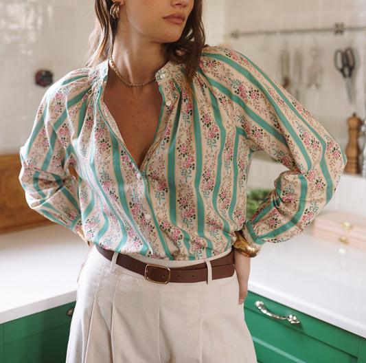 Chemise Adèle – imprimé fleuri rayé