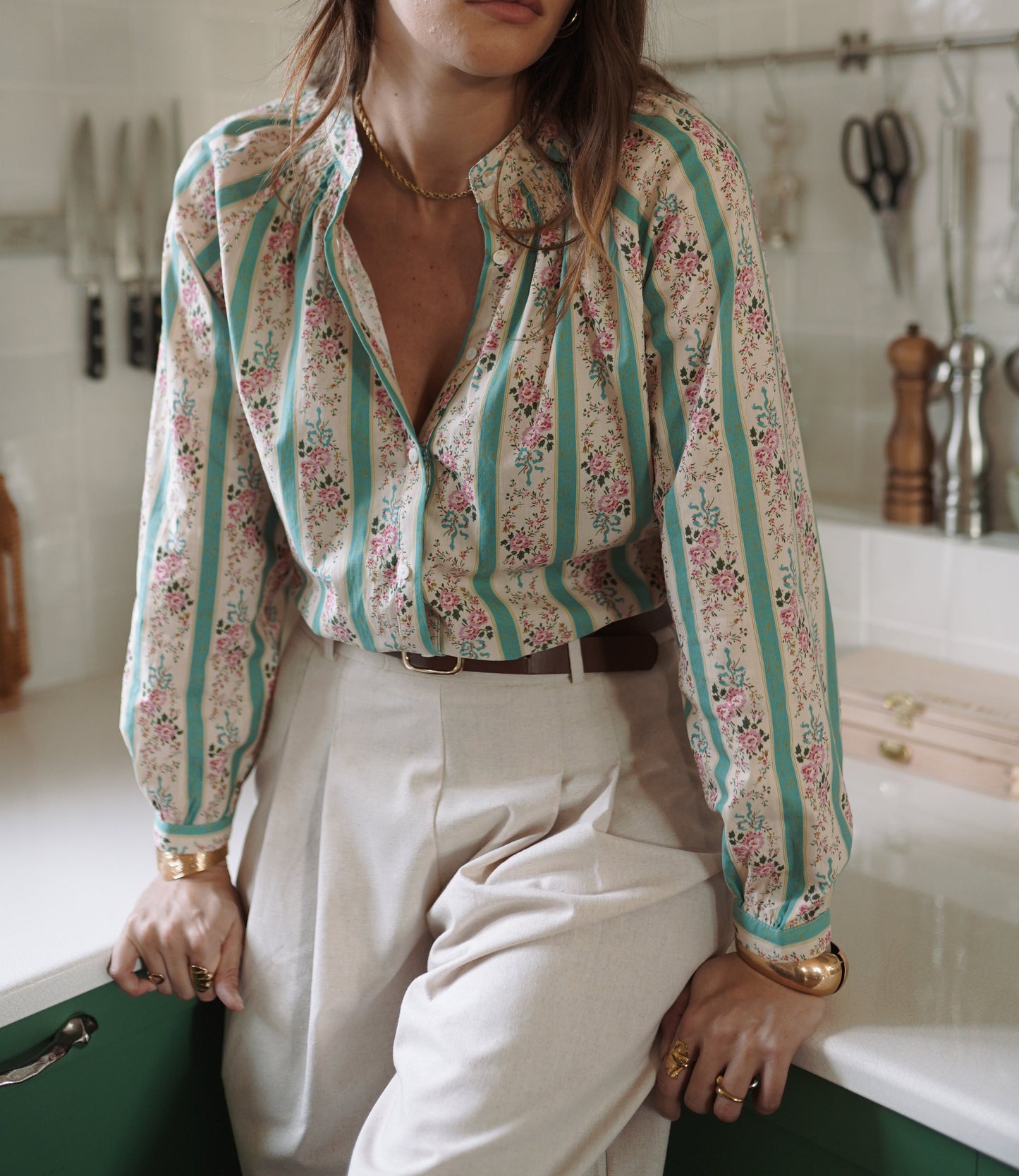 Chemise Adèle – imprimé fleuri rayé