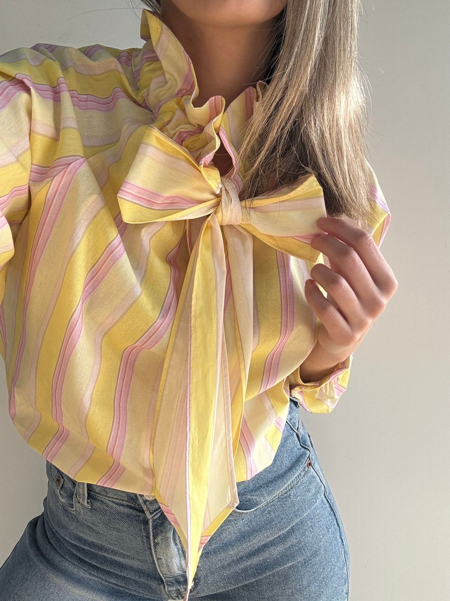 Blouse Suzanne - rayée jaune & rose