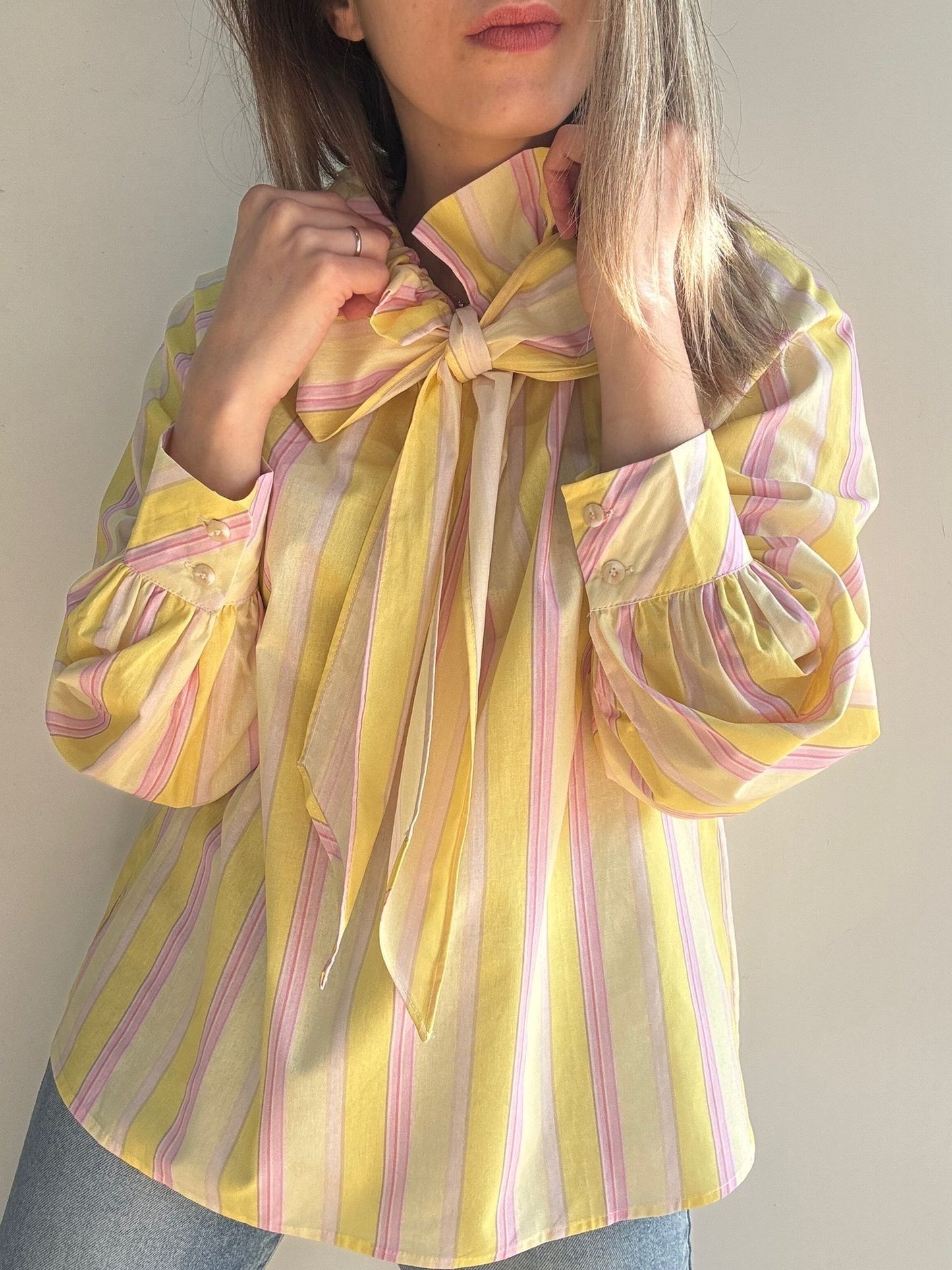 Blouse Suzanne - rayée jaune & rose
