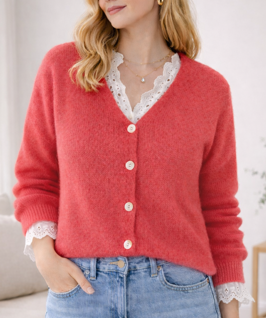 Gilet Tendresse - maille rouge