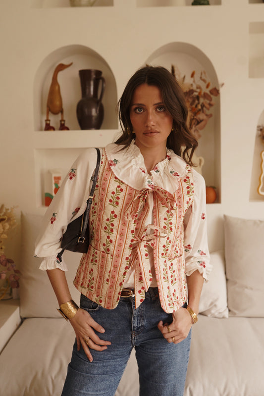 Gilet Joséphine – broderies florales