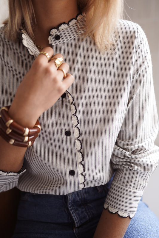 Chemise Jeanne – imprimé fleuri rayé