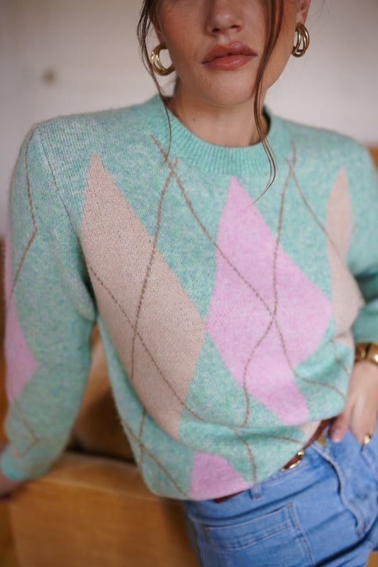Pull Nina - Motif losange pastel