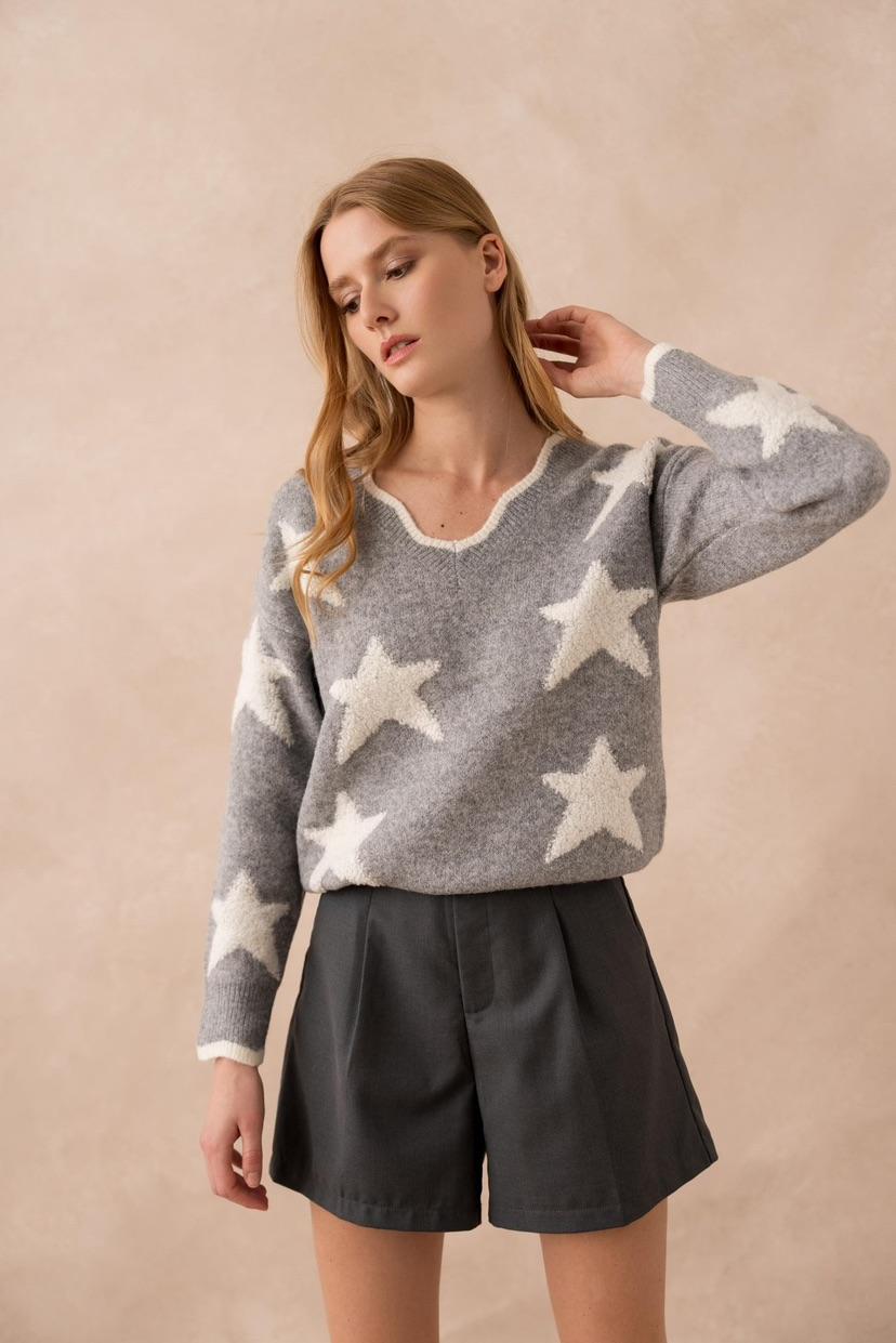 Pull Céleste - motifs étoile