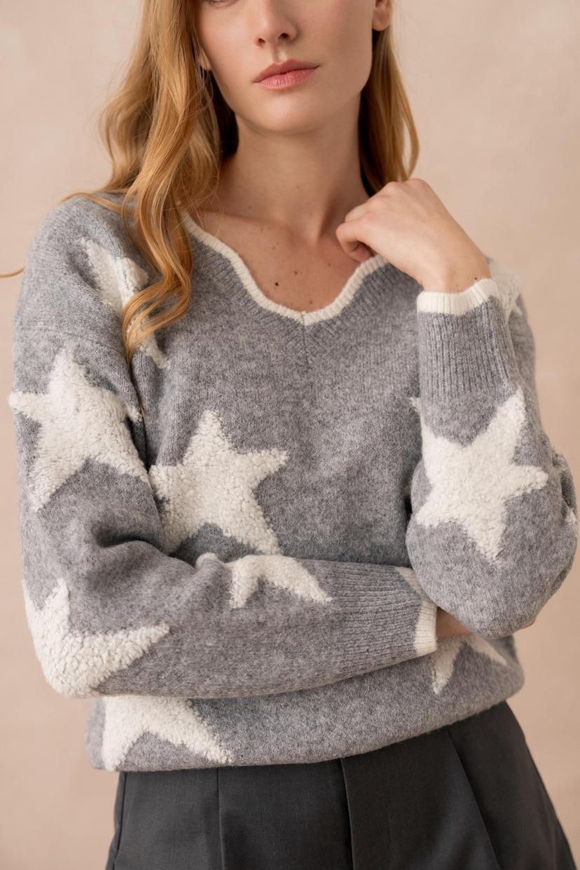 Pull Céleste - motifs étoile