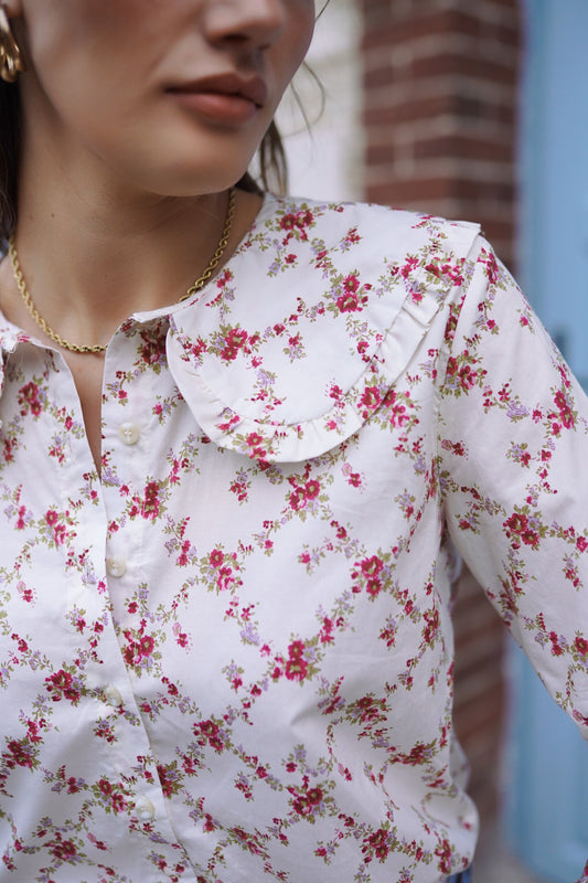 Blouse Éléonore – Imprimé Fleuri & Col Claudine